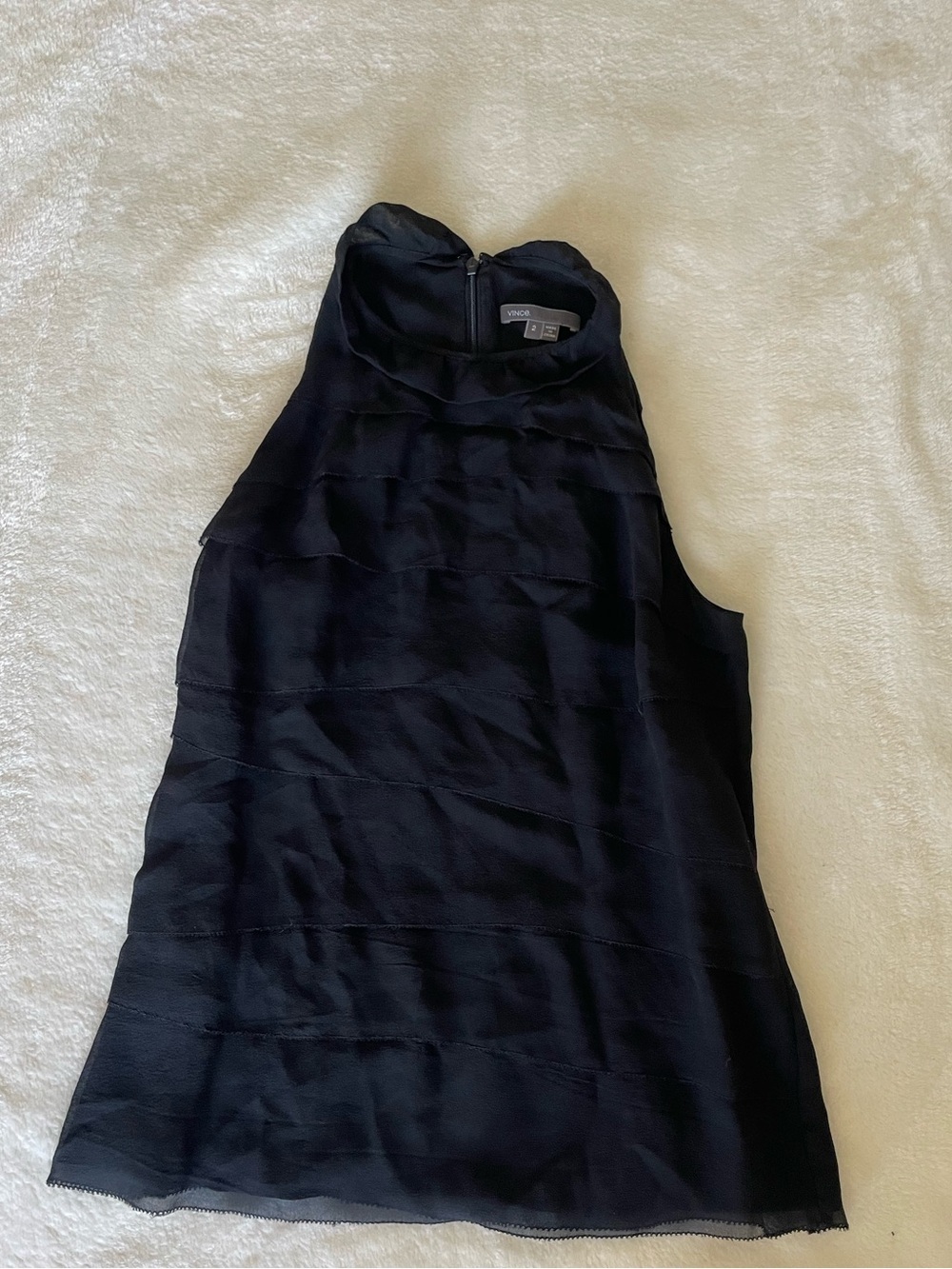 Vince Black Ruffle Sleeveless top